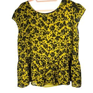 ANN TAYLOR Dark Floral Baby Doll Top XL  FairyGrunge BabyDoll Y2K Twee Coquette